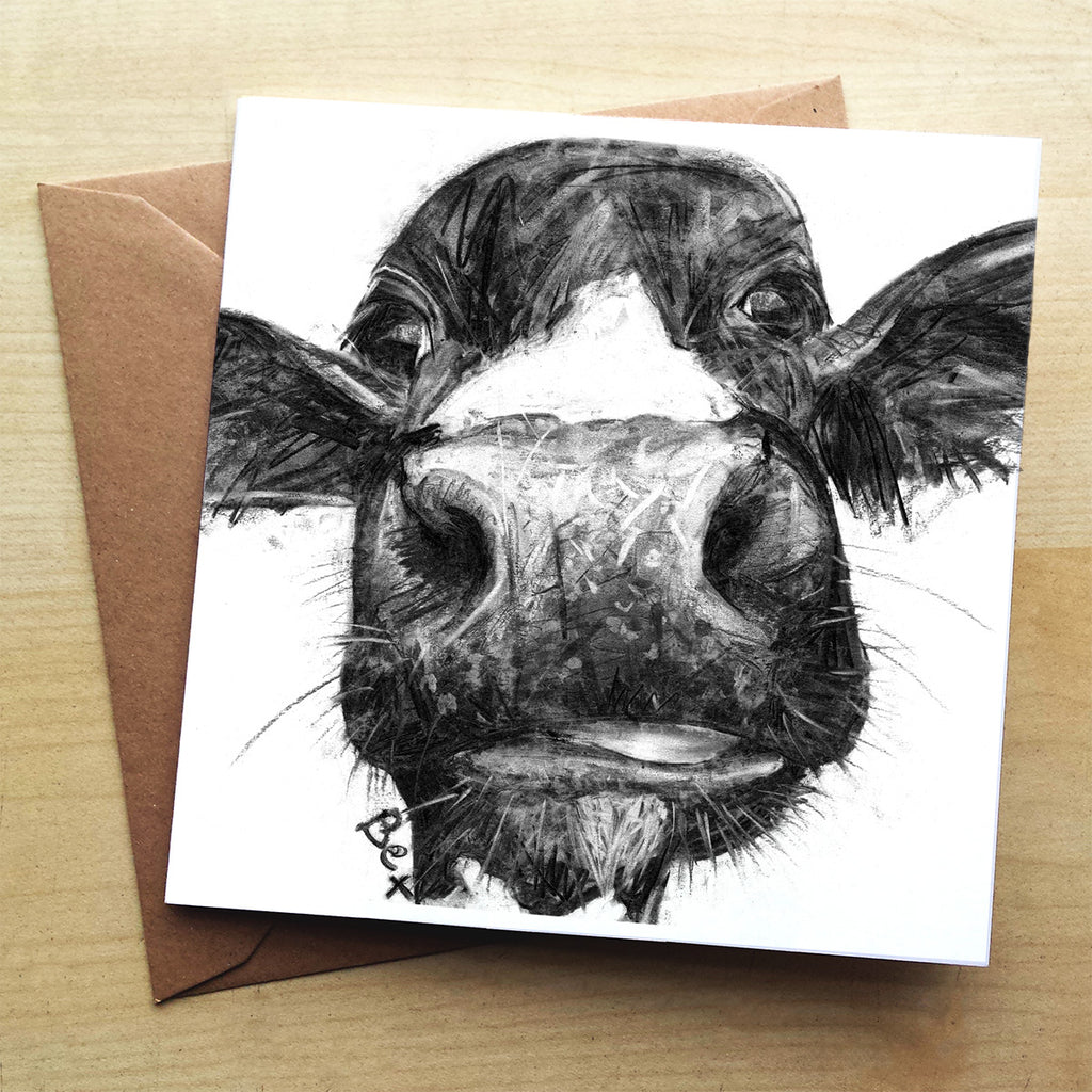 Charcoal Cow Premium greeting card | XOXO Florist Aberdeen