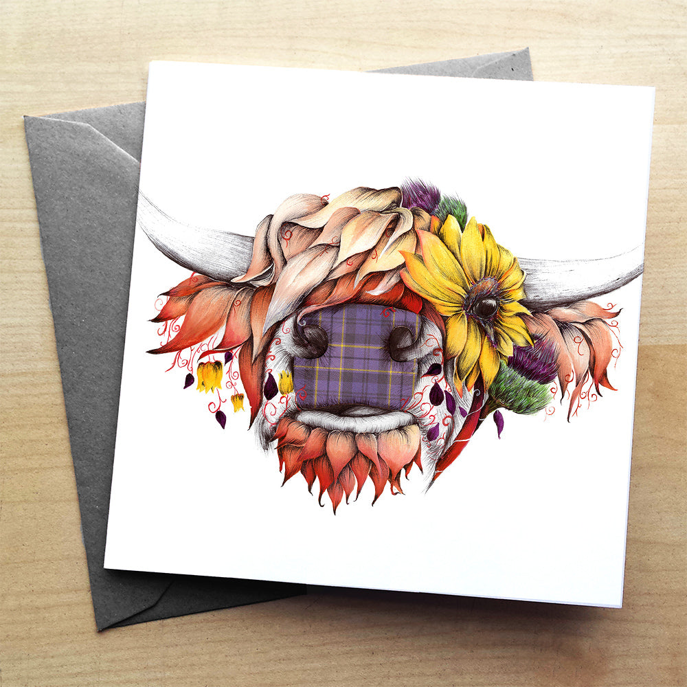 Sunny the Highland Cow greeting card | XOXO Florist Aberdeen