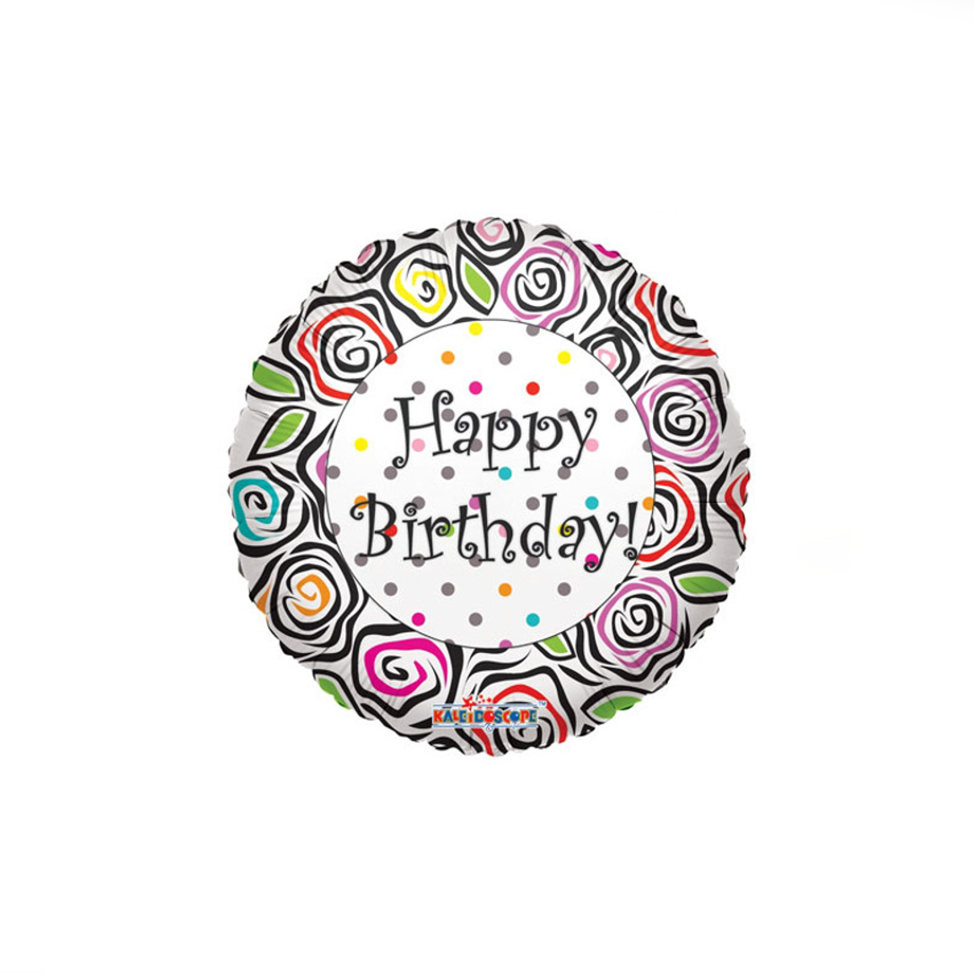 Happy Birthday Flower Print Balloon