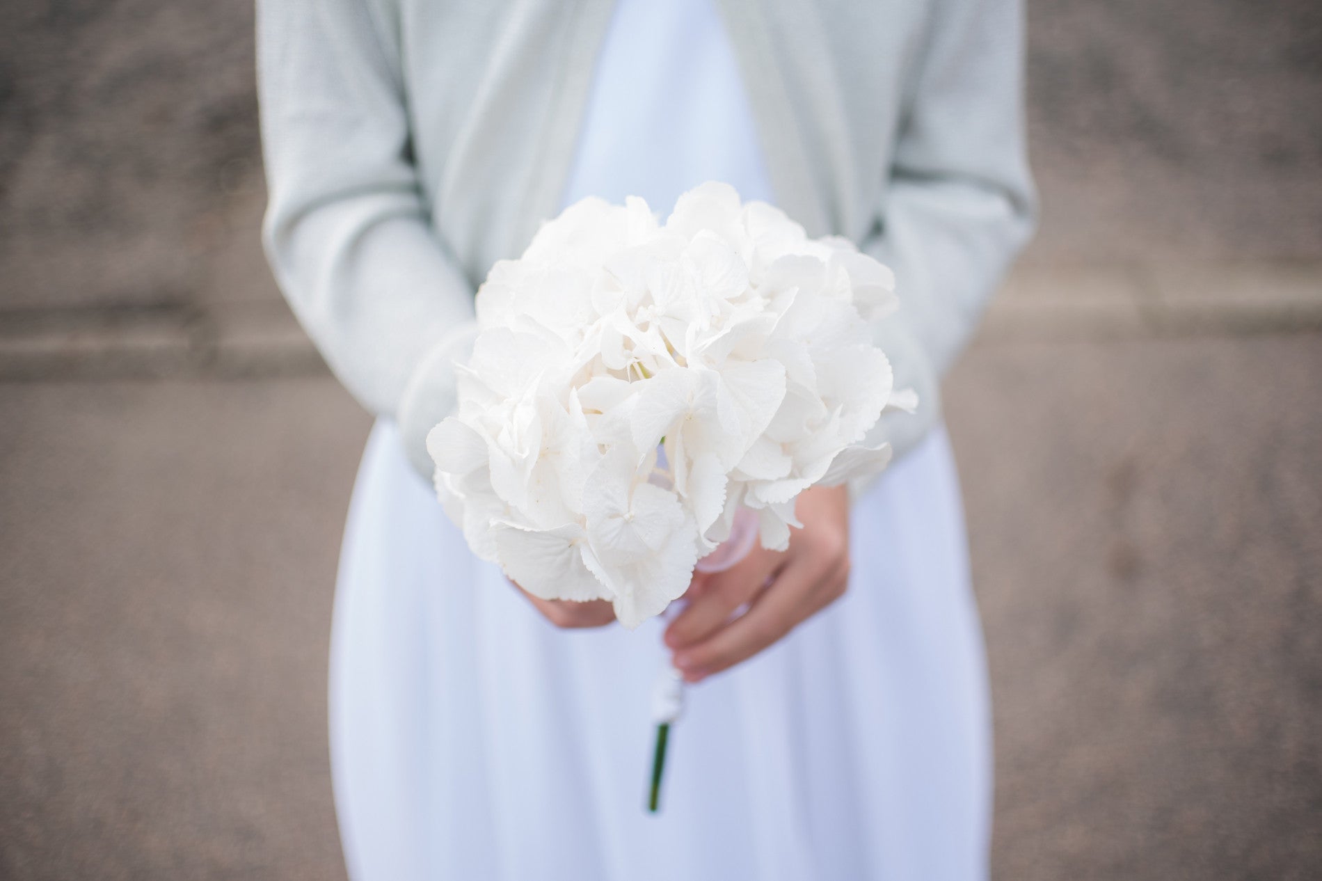 White Hydrangea Flower Girl Bouquets - Weddings Florist XOXO